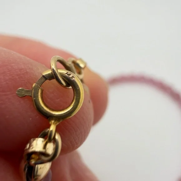 ~25" Graduated PINK TOURMALINE beaded necklace w/ 14kt yellow gold C-clasp! - Picture 8 of 16